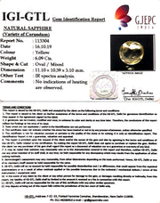 6.09/CT Natural Yellow Sapphire with Govt Lab Certificate-56610